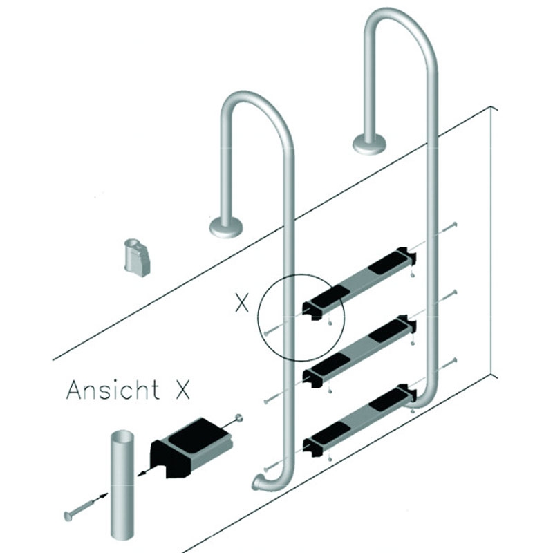 Einstiegsleiter V A Aisi Holm Gebogen Eng Aqua Poolshop